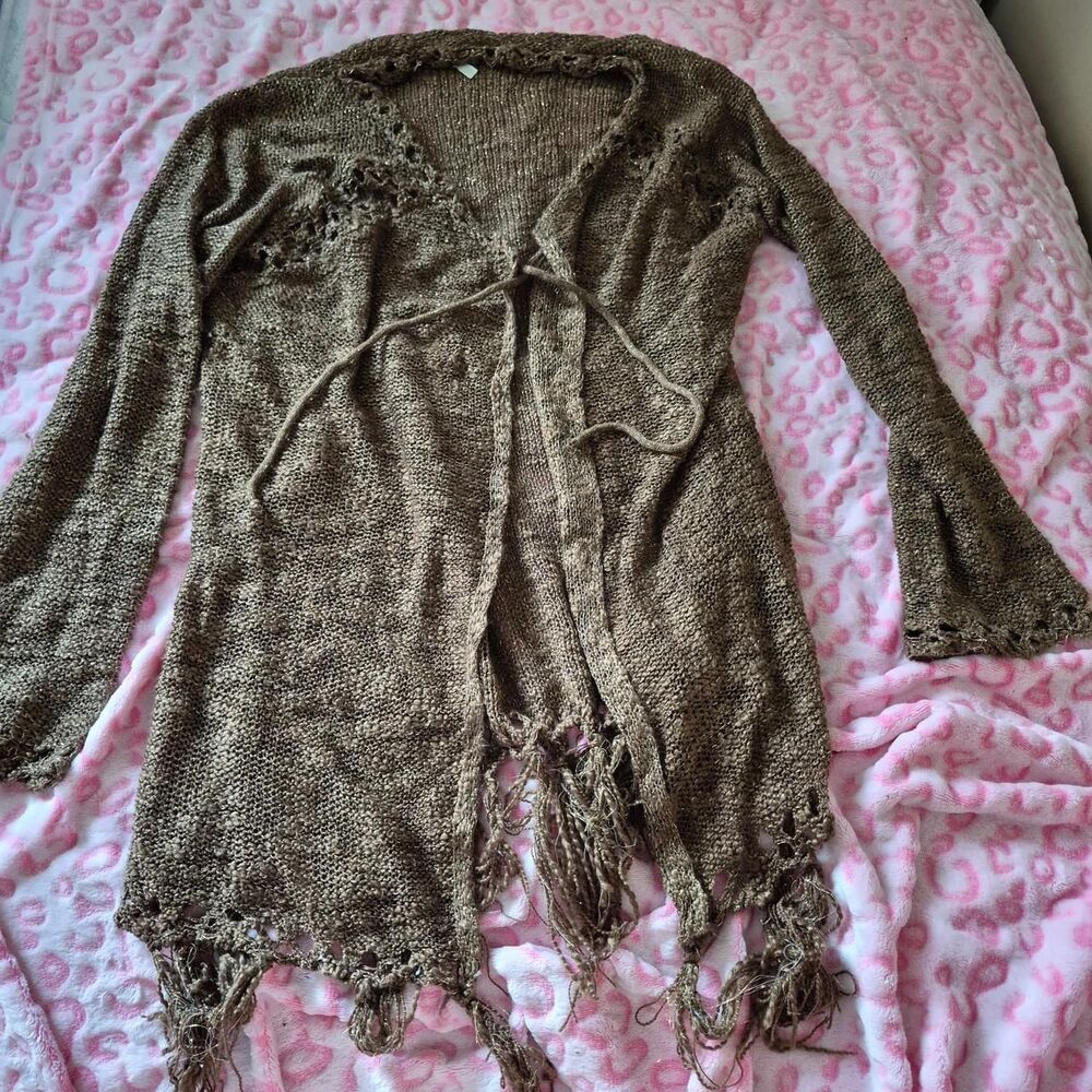 Unbranded Women's Brown and Gold Cardigan